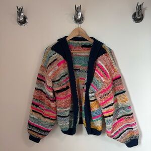 Miu Miu Inspired Crochet Cardigan Sweater - Size S (hand made & one of a kind)